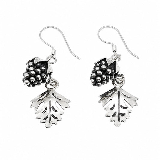 Aretes Racimo de Uvas en Plata Ley 925