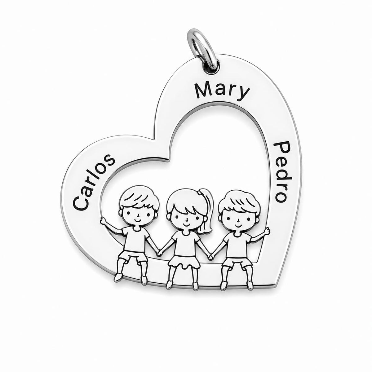 Dije Corazón con tres Niños, tres niñas o combinados Personalizado con Nombres – El Amor que Siempre Llevas Contigo