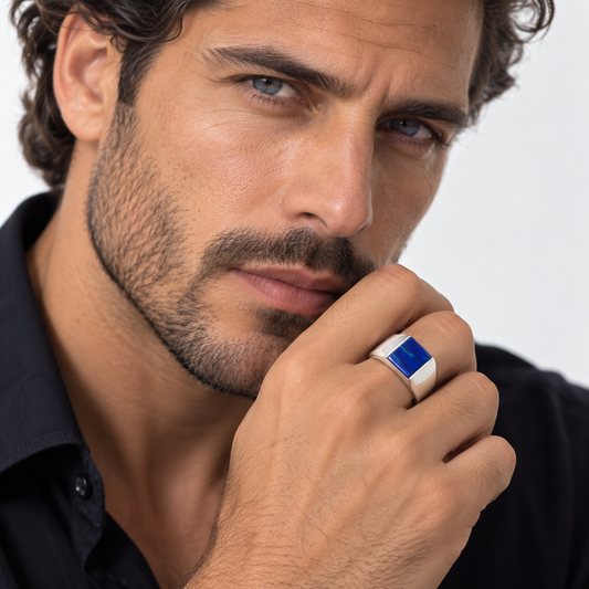 Anillo Ópalo Azul Natural