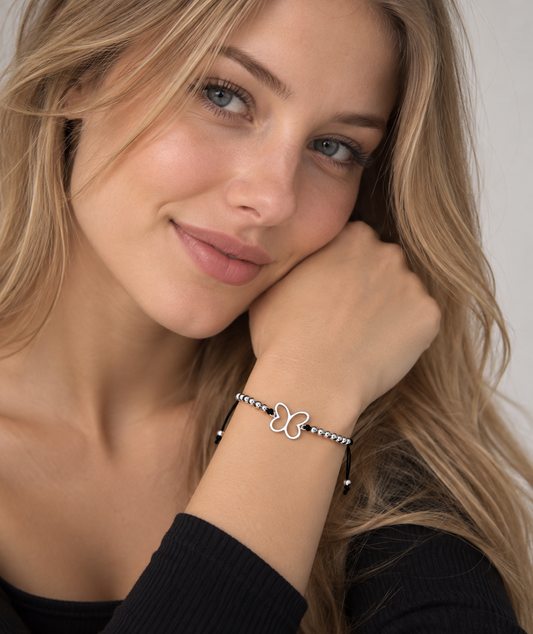 Pulsera Mariposa Ajustable con Bolitas