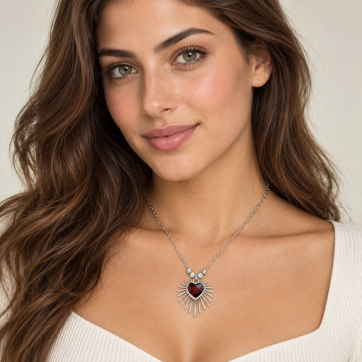 Collar Corazón Radiante Rojo
