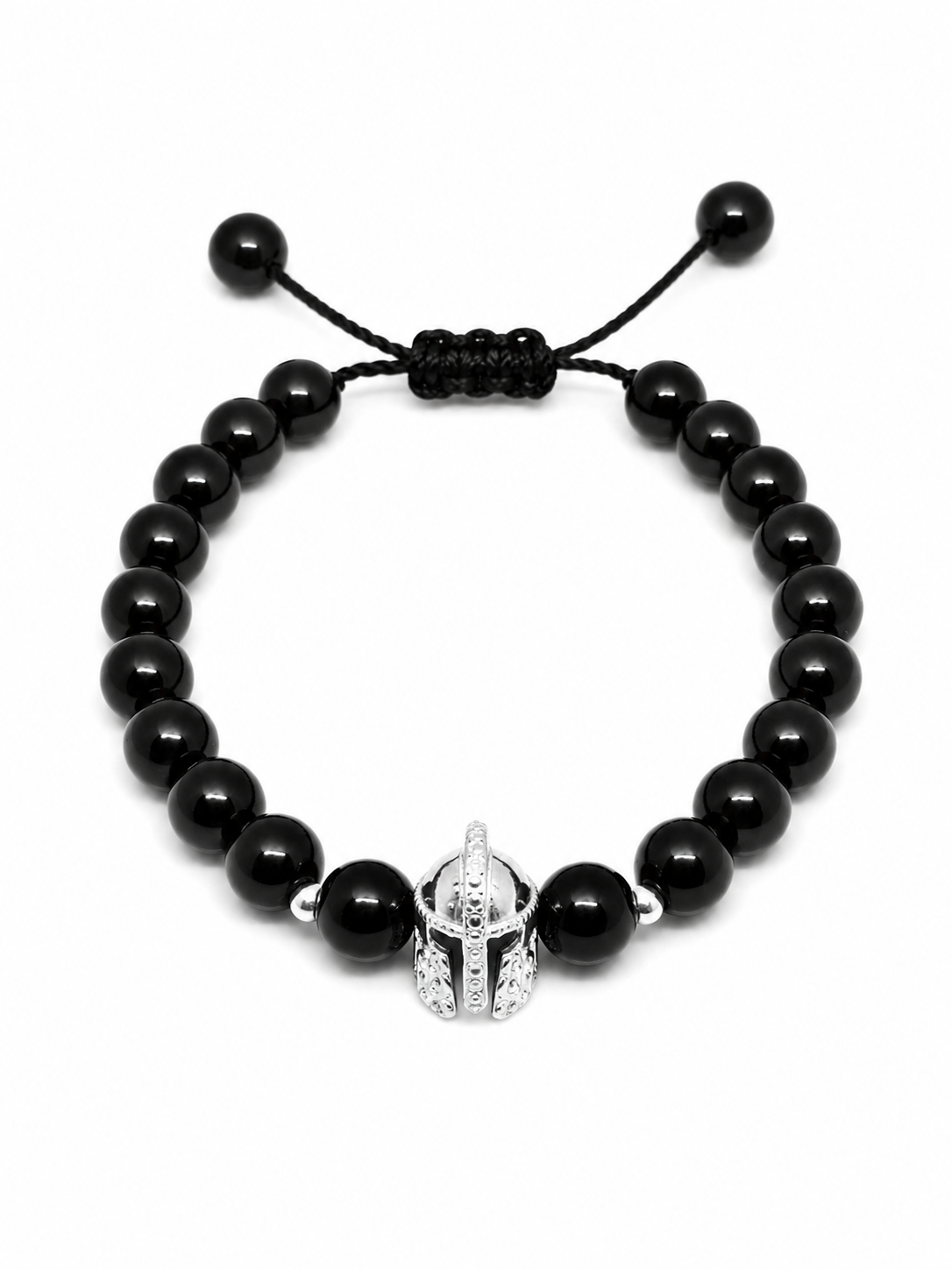Pulsera Gladiador de Plata con Obsidiana Natural – Ajustable