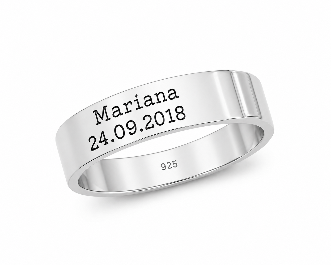 Anillo Argolla Matrimonio en Plata Ley 925 – Grabado con Nombre y Fecha