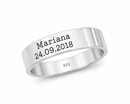 Anillo Argolla Matrimonio en Plata Ley 925 – Grabado con Nombre y Fecha