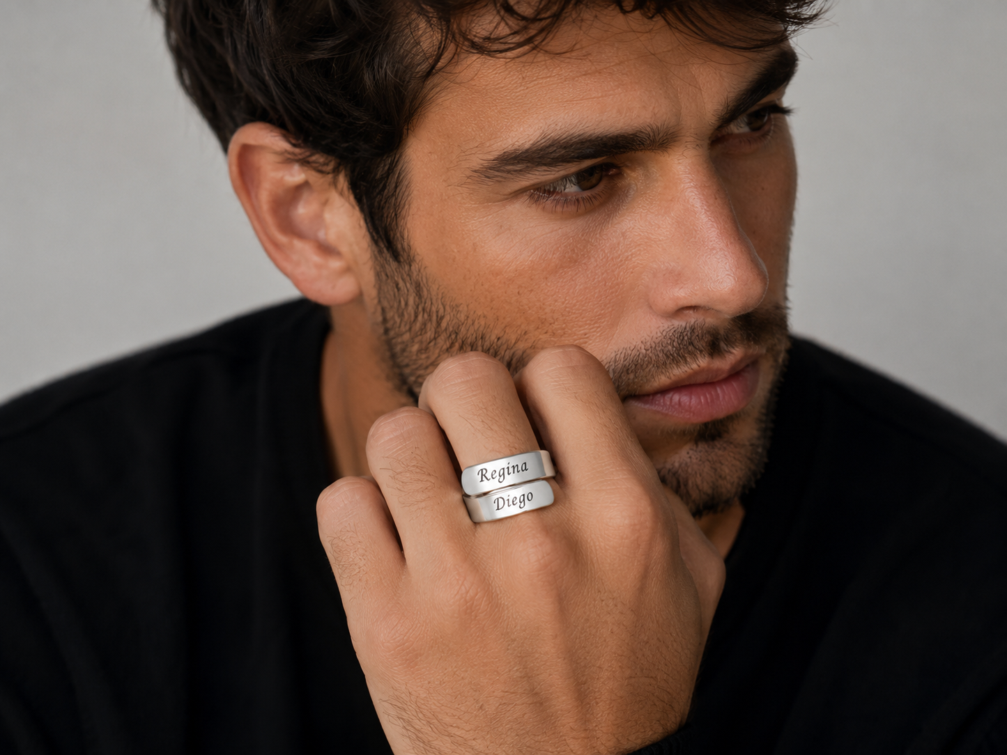 Anillo Personalizado con Nombres en Plata Ley 925 Vog-X1
