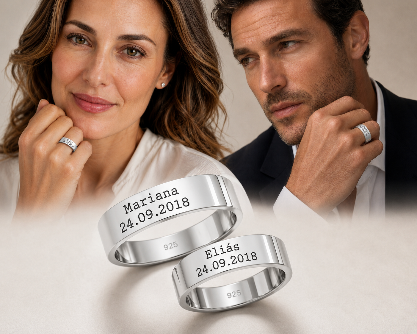 Anillo Argolla Matrimonio en Plata Ley 925 – Grabado con Nombre y Fecha