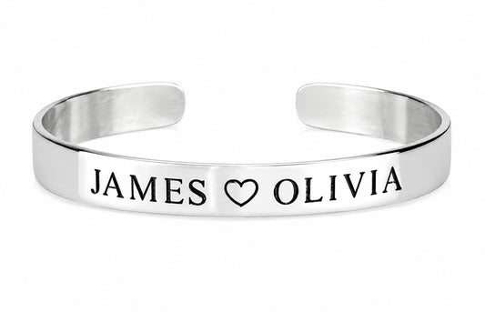 Brazalete Personalizado con Nombres en Plata Ley 925 Vog-H1
