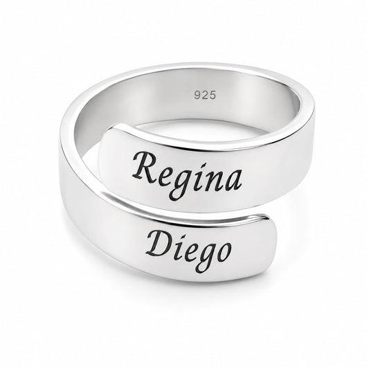 Anillo Personalizado con Nombres en Plata Ley 925 Vog-X1