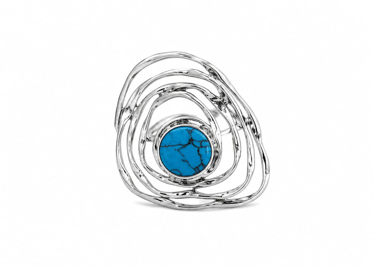 💎 Anillo Espiral con Turquesa.