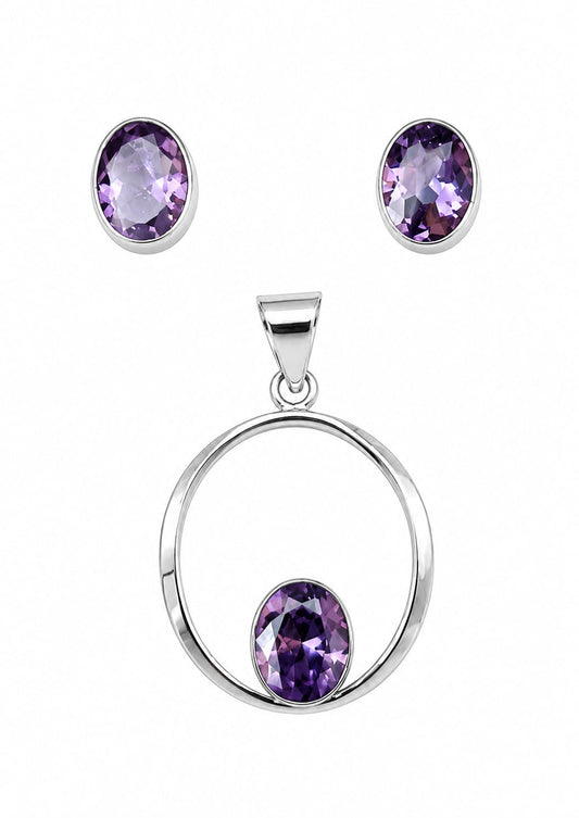 Set de Aretes y Dije con Amatista Elegance