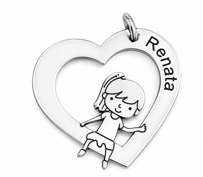 Dije Corazón con un Niño o Niña Personalizado con Nombre – El Amor que Siempre Llevas Contigo