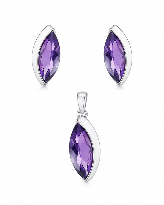 💜 Set de Aretes y Dije de Circonia Amatista - Elegancia en Violeta