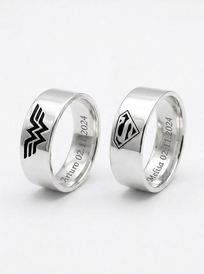 Set de Anillos para Pareja Personalizados – Amor de Superhéroes