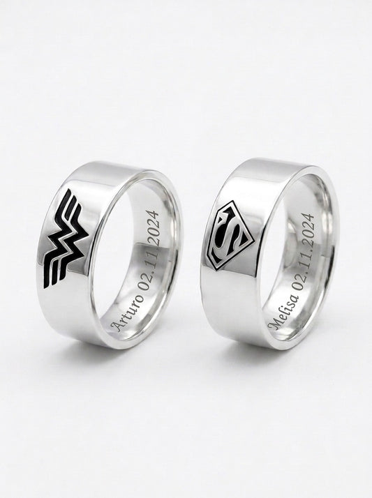 Set de Anillos para Pareja Personalizados – Amor de Superhéroes