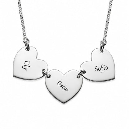 ❤️ Collar de Tres Corazones Personalizados – Tres Nombres, Una Historia