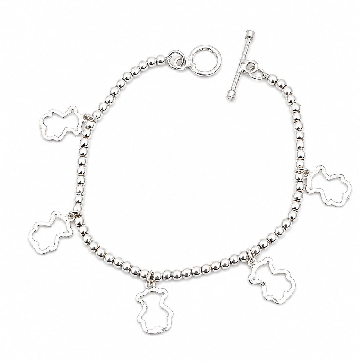 🧸 Pulsera con Dijes Silueta de Osito – Dulzura y Elegancia