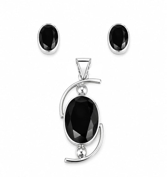 🖤 Set de Aretes y Dije con Ónix – Elegancia que Impone Presencia