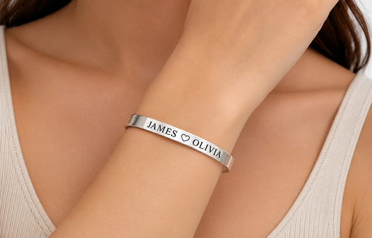 Brazalete Personalizado con Nombres en Plata Ley 925 Vog-H1