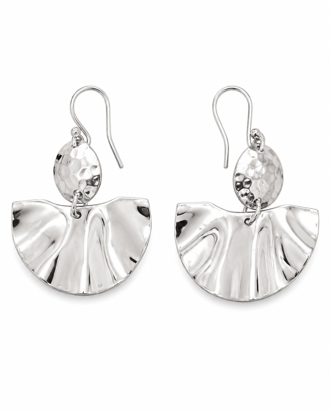 Aretes Abanico Texturizados en Plata Ley 925