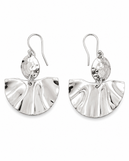 Aretes Abanico Texturizados en Plata Ley 925