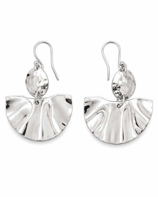 Aretes Abanico Texturizados en Plata Ley 925