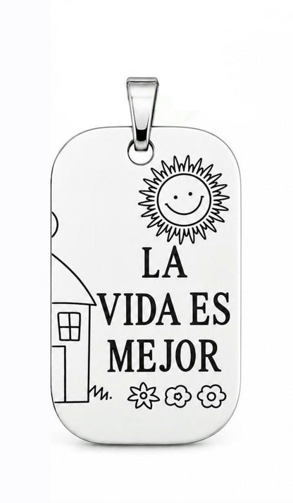 Dije para Pareja "A Tu Lado, La Vida es Mejor" en Plata Ley 925