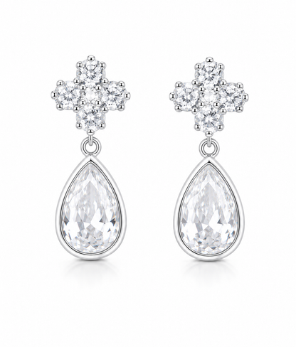 Aretes Gota con Circonias en Plata Ley 925