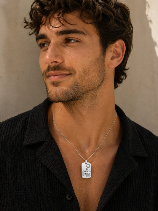 Dije para Pareja "A Tu Lado, La Vida es Mejor" en Plata Ley 925